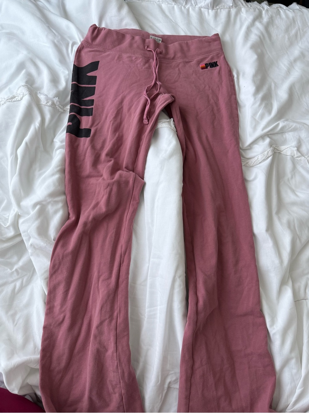 PINK Victoria's Secret Rose Pink Wide Leg Lounge Jeans - small hole near pocket